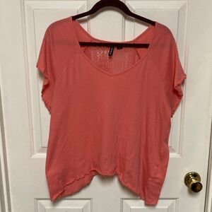 Vibrant Coral Short Sleeve Women's Top